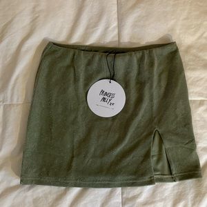 Size 2- Princess Polly Glittery Green Micro Mini Skirt